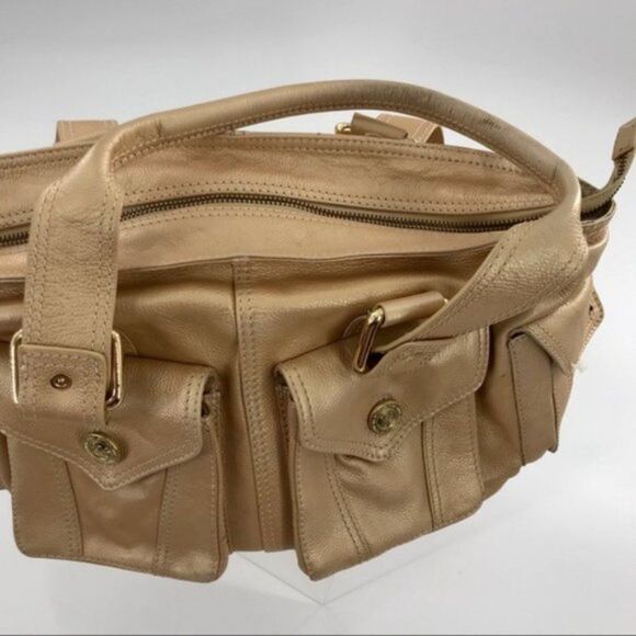 Wilson's Leather Heavy Gold Handbag - Picture 4 of 9